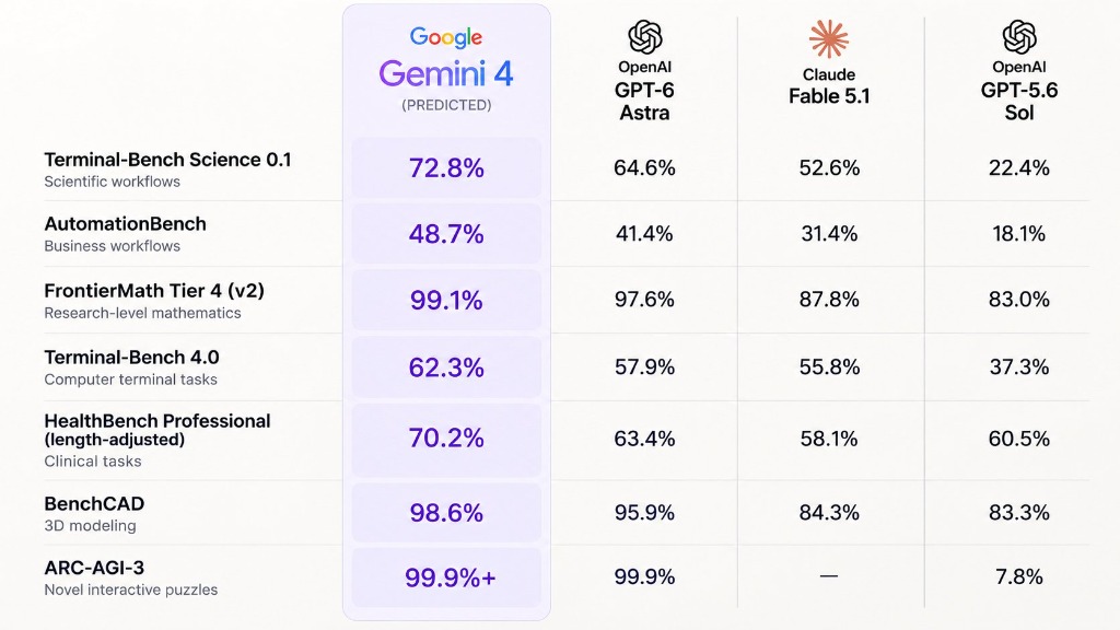 Gemini 4 Leaked Benchmark Comparison
