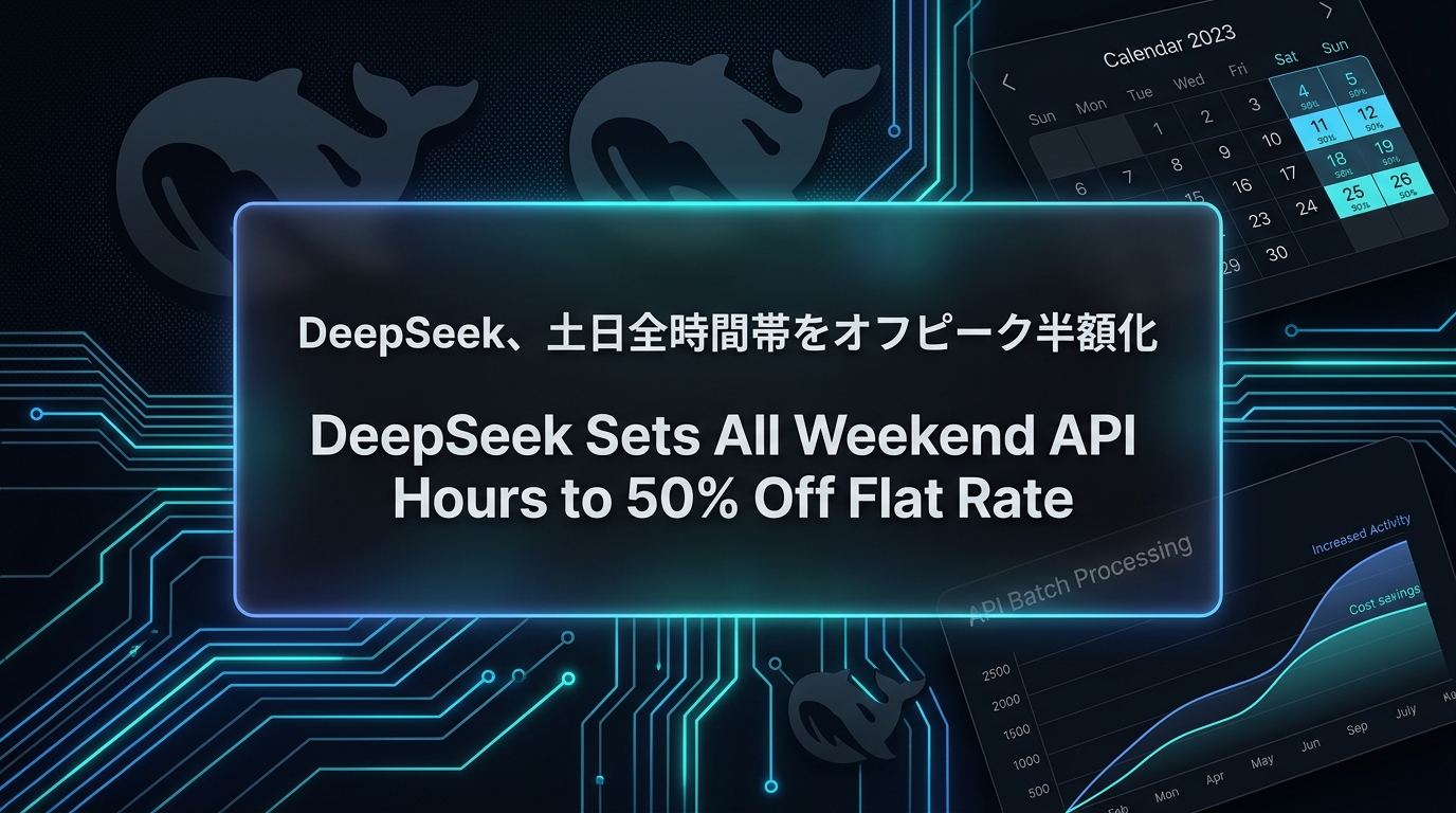 DeepSeek、土日全時間帯をオフピーク半額化