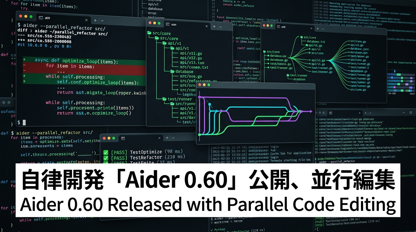 自律開発「Aider 0.60」公開、並行編集